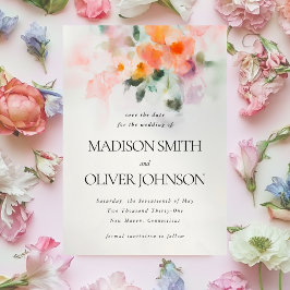 Reserva La Fecha Acuarela Floral Elegante Botánica Romántica