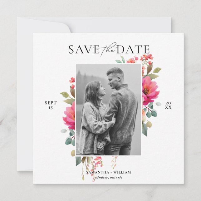 Reserva La Fecha Acuarela Floral Save the Date (Anverso)