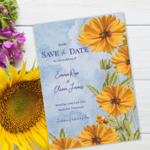 Acuarela Girasol Boho Boda Guardar la Fecha