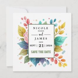 Reserva La Fecha Acuarela Moderna De Flores Coloridas