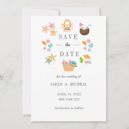 Reserva La Fecha Acuarela moderna playa de verano