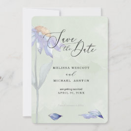 Reserva La Fecha Acuarela Morado Daisy Rústico Sage Green Boda