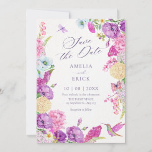 Reserva La Fecha Acuarela púrpura estética floral 