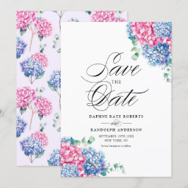 Reserva La Fecha Acuarela rosa y azul Hydrangeas Floral