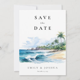 Reserva La Fecha Acuarela tropical de playa