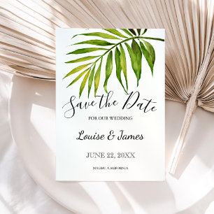 Reserva La Fecha Acuarela Tropical Palm Leaf Boda Botánico