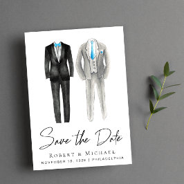 Reserva La Fecha Acuarelas de esmoquin para boda gay elegante