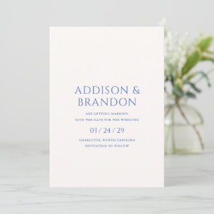 Reserva La Fecha Addison Blue Classic Elegant Wedding