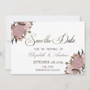 Reserva La Fecha Adorable Floral, Glitter Boda Guardar la fecha