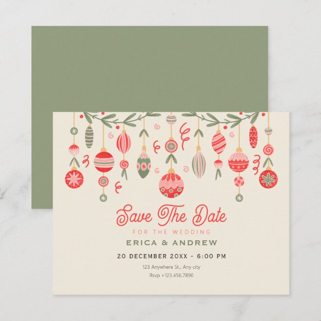 Reserva La Fecha adorno de Navidad boda  (Anverso / Reverso)