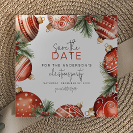 Reserva La Fecha Adornos de Navidad para árbol de color rojo y dora