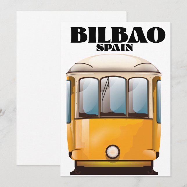 Reserva La Fecha Afiche de viaje en tranvía de Bilbao España (Anverso / Reverso)