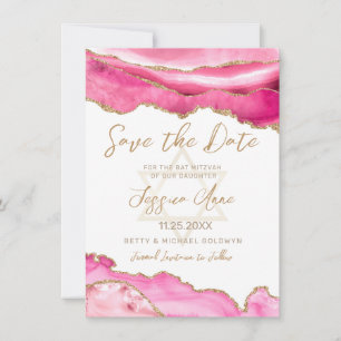 Reserva La Fecha Agate Bat Mitzvah, Purpurina de oro rosado moderno