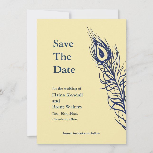 Reserva La Fecha Agitar tus plumas de cola Guardar la fecha amarill (Anverso)