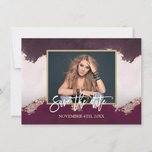 Reserva La Fecha Agua Burgundy Gold Photo Bridal Shower