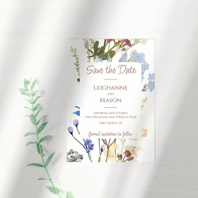 Reserva La Fecha Aguarela Flor Silvestre Save the Date (Subido por el creador)