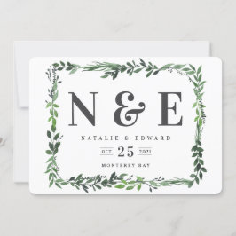 Reserva La Fecha ahorra la fecha acuarela floral frondoso