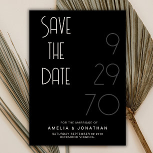 Reserva La Fecha Ahorra la fecha de boda simple minimalista negro m