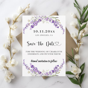 Reserva La Fecha Ahorre la fecha de boda con florales de lavanda