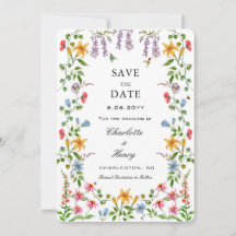 Ahorre la fecha de boda floral con acuarela y foto