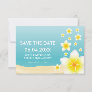 Reserva La Fecha Ahorre la Fecha de Boda Tropical de Plumeria Blanc