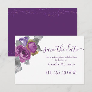 Reserva La Fecha Ahorre la fecha de Quinceañera con guión floral mo