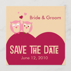Reserva La Fecha Ahorre los búhos de la fecha 2 en un corazón