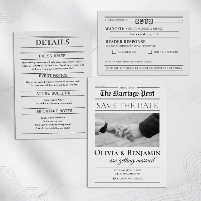 Reserva La Fecha Ahorro de Boda al Estilo Periódico (Subido por el creador)