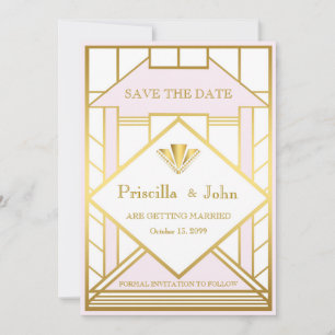 Reserva La Fecha Ahorro de Boda, Gran Gatsby, rosa oro blanco