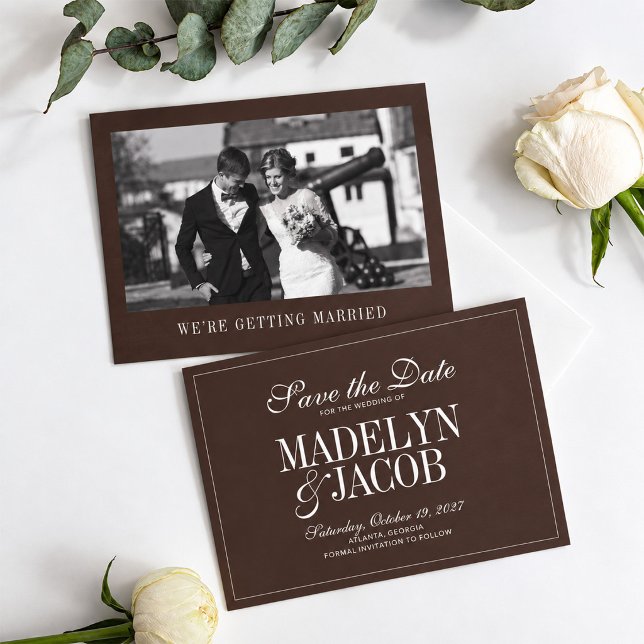Reserva La Fecha Ahorro de Fecha de Boda Clásico Marrón (Subido por el creador)