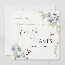 Reserva La Fecha Ahorro de Fecha de Boda Floral Azul
