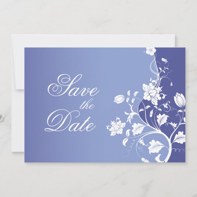 Reserva La Fecha Ahorro de Fecha Floral Violeta Azul (Anverso)