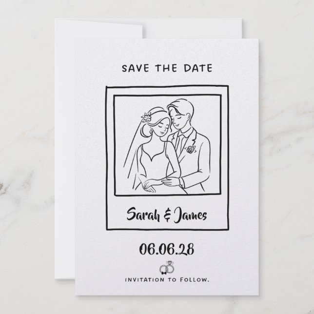 Reserva La Fecha Ahorro de Fecha Personalizable Novia novio (Anverso)