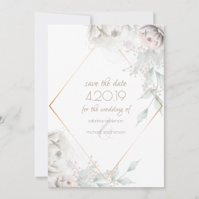 Reserva la fecha | Alabaster White Watercolor Peon (Anverso)