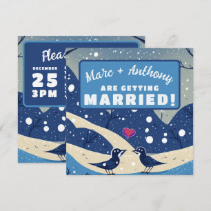 Reserva La Fecha Algo Azul Pájaros de Amor de Invierno Boda