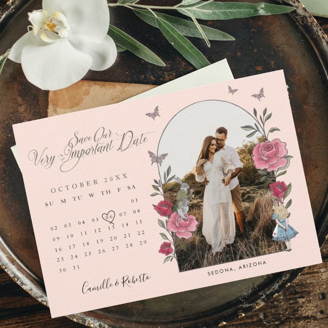 Reserva La Fecha Alice In Wonderland Pencil Us In Calendar Photo (Subido por el creador)
