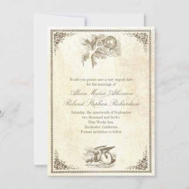 Reserva La Fecha Alicia en el país de las maravillas salva las tarj (Anverso)