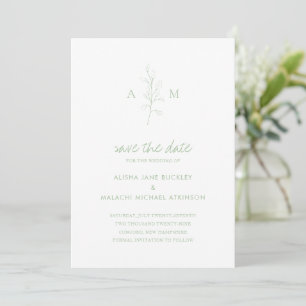 Reserva La Fecha Alisha Sage Green Botanical Elegant Wedding