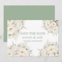 Reserva La Fecha All White Floral Wedding Save the Date