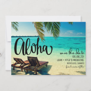 Reserva La Fecha Aloha Hawaii Beach Wedding Save the Date