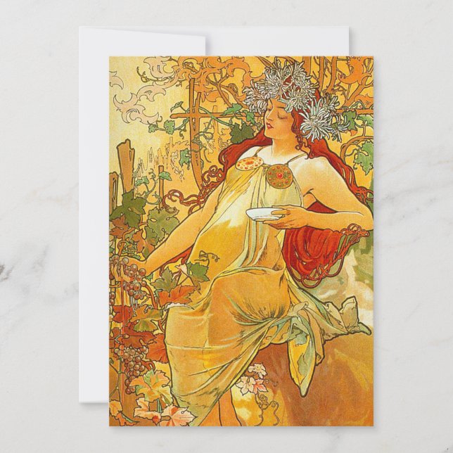 Reserva La Fecha Alphonse Mucha Art Nouveau Otoño (Anverso)