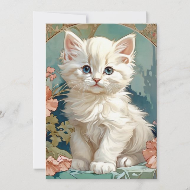 Reserva La Fecha Alphonse Mucha Estilo Gato Blanco (Anverso)