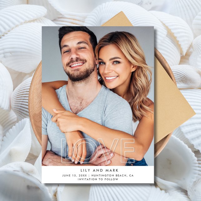 Reserva La Fecha Ama la foto moderna de boda Guarda la fecha (Love Modern Photo Wedding Save the Date)