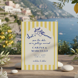 Reserva La Fecha Amalfi Coast Amore Lemon Stripe Wedding