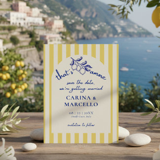 Reserva La Fecha Amalfi Coast Amore Lemon Stripe Wedding