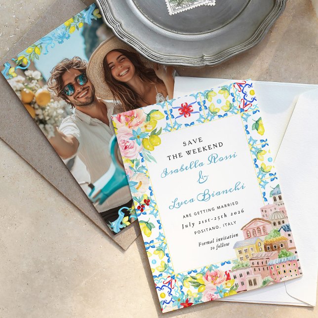 Reserva La Fecha Amalfi Coast Lemon teja Boda italiano (Subido por el creador)