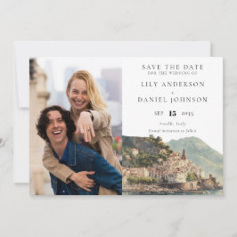 Reserva La Fecha Amalfi Italian Watercolor Photo Wedding