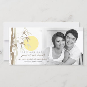 Reserva La Fecha Amanecer Amarillo Oriental Bambú Zen Save The Date