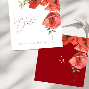 Reserva La Fecha Amapolas Rojas Elegantes Florales Boda Save the Da