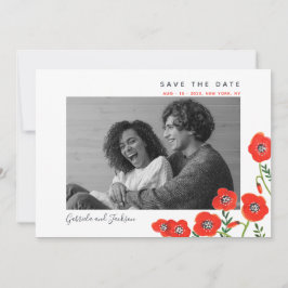 Reserva La Fecha Amapolas rojas, save the date floral moderno para 